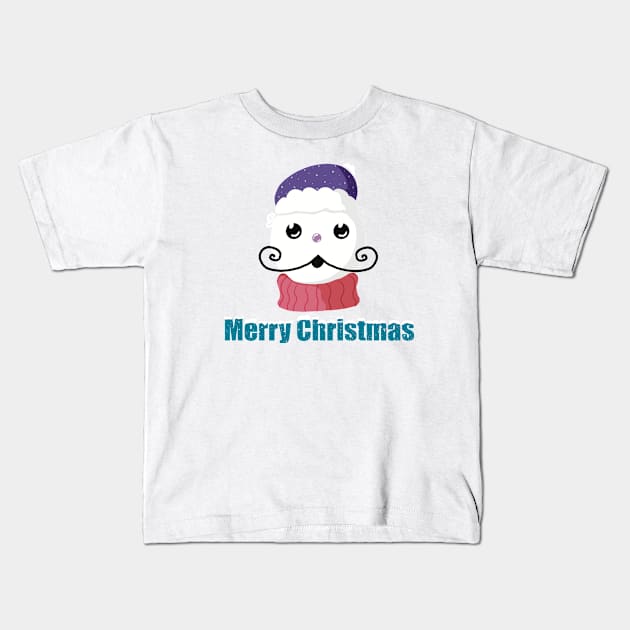 Funny snowman with mustache and carrot Kids T-Shirt by Xatutik-Art